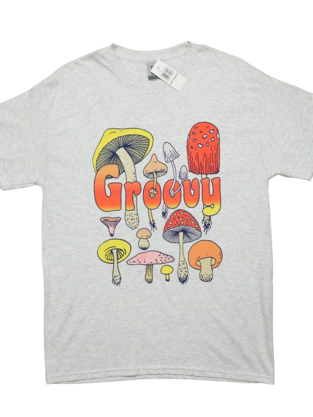 Groovy Mushrooms Tee Heather Gray Gildan T-Shirt Unisex